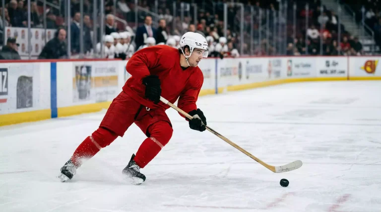 Olympische Ringe über einem Eishockey-Eis mit Goldmedaille als Bild für die NHL Olympia 2026 Wetten